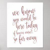 Nous savons que vous seriez ici or rose 8x10 Signa