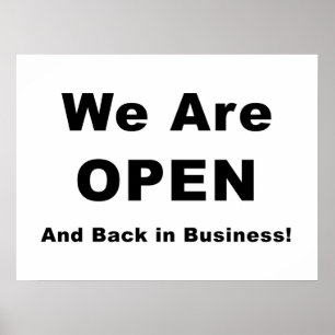 Affiche Nous sommes ouverts et de retour en affaires
