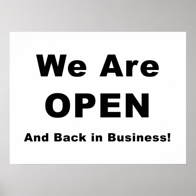 Affiche Nous sommes ouverts et de retour en affaires (Devant)