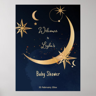 Affiche Nous sommes sur la Lune étoile Baby shower de nuit
