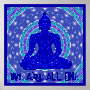 Affiche Nous sommes tous un Bouddha bleu Bouddhiste Mandal