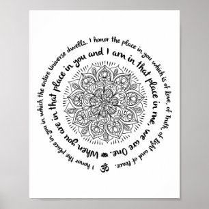 Affiche Nous sommes un Namaste Bonheur Zen Yoga Méditation