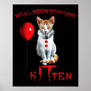Affiche Nous tous miaou chat clown chaton Halloween drôle