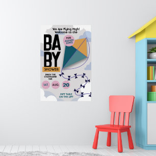 Affiche Nous Volons Haut Cute Kite Baby Shower