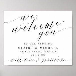 Affiche Nous Vous Accueillons Calligraphie Script N'Import