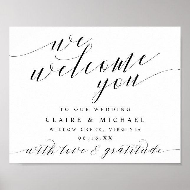 Affiche Nous Vous Accueillons Calligraphie Script N'Import (Devant)