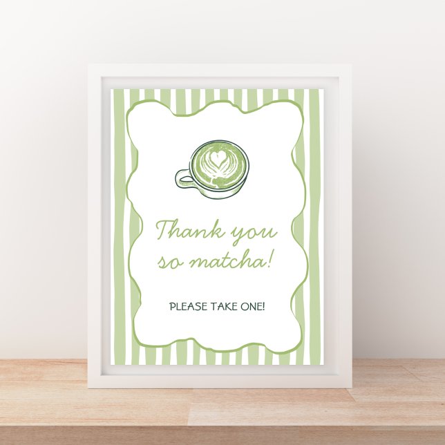 Affiche Nous Vous Aimons Tellement Matcha Baby Shower Bien (We Love You So Matcha Green Baby Shower Welcome Poster)