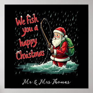 Affiche Nous vous pêchons un joyeux Noël festif et amusant