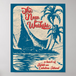 Affiche Nouveau bar Tiki de Waikiki style hawaïen rétro an