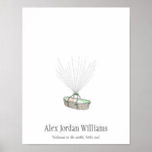 Affiche Nouveau Bébé imprimé d'empreintes digitales Livre 