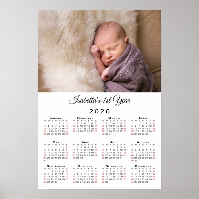 Affiche Nouveau bébé première année Photo calendrier 2026 (Devant)