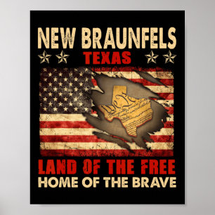 Affiche Nouveau Braunfels Texas Usa Drapeau 4 juillet