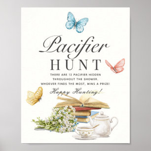 Affiche Nouveau chapitre Baby shower de livre Jeu chasse P