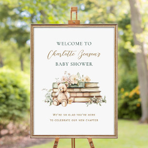 Affiche Nouveau Chapitre Bienvenue à la Baby Shower Floral