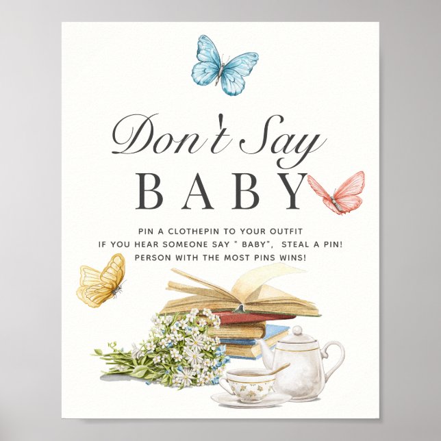 Affiche Nouveau Chapitre BOok Baby shower jeu Ne pas dire  (Devant)