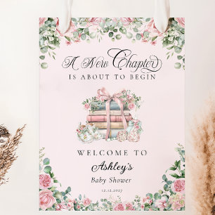 Affiche Nouveau chapitre Bow rose Baby shower Floral Bienv