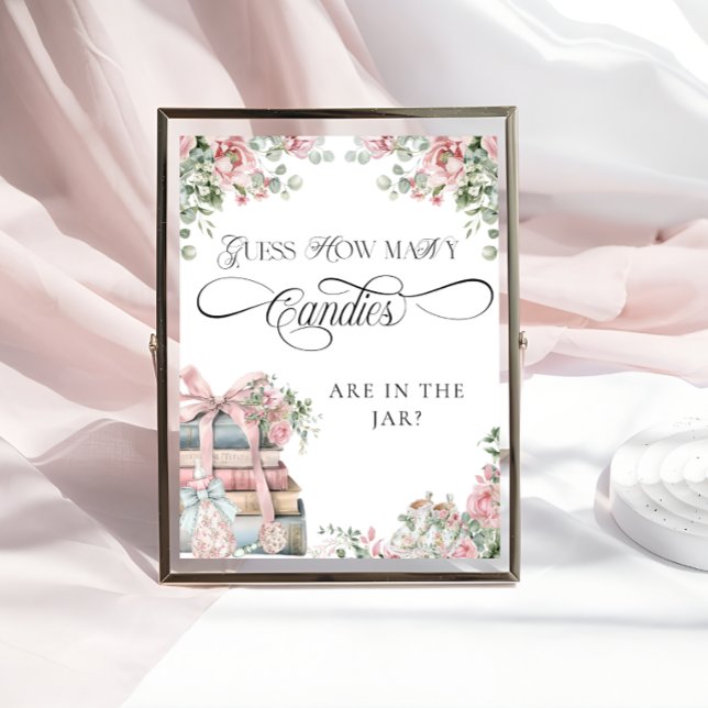 Affiche Nouveau chapitre Livre Baby shower fille combien d (Créateur téléchargé)