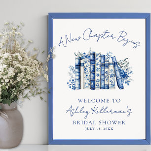 Affiche Nouveau Chapitre Livre Floral Panneau de Bienvenue