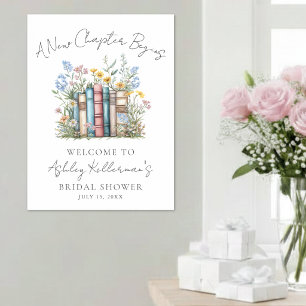 Affiche Nouveau Chapitre Livre Floral Signe de Bienvenue p