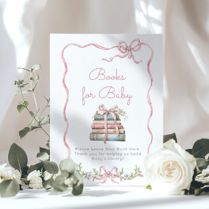 Affiche Nouveau chapitre Livre vintage à ruban rose pour b