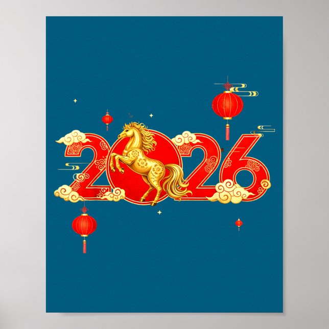 Affiche Nouveau Cheval Chinois Heureux (Devant)