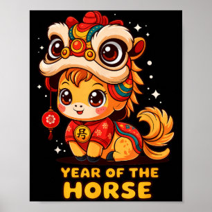 Affiche Nouveau Cheval Lunaire Chinois