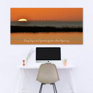 Affiche Nouveau début Orange Sunrise Motivational Citation