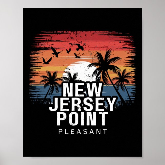 Affiche Nouveau Jersey Point Pleasant Surfant Surfeur  (Devant)