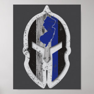 Affiche Nouveau Jersey State Poux Mince Ligne Bleue Sparta