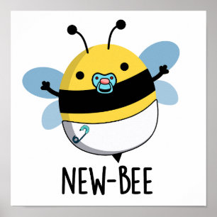 Affiche Nouveau jeu de mots pour insectes amusant d'abeill