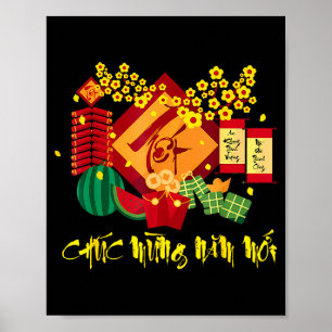 Affiche Nouveau Joyeux Chuc Mung Lunaire Vietnamien
