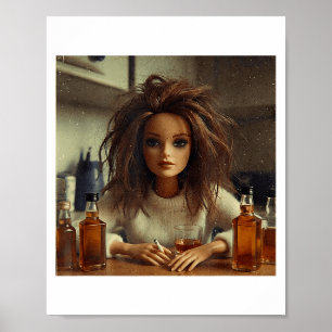 Affiche Nouveau mème de visage de poupée en détresse drôle