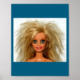 Affiche Nouveau mème drôle de visage de poupée blonde en d