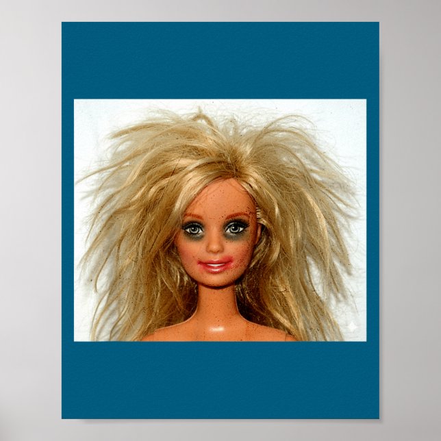Affiche Nouveau mème drôle de visage de poupée blonde en d (Devant)