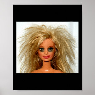 Affiche Nouveau mème drôle de visage de poupée blonde fémi