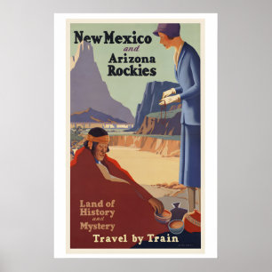 Affiche Nouveau-Mexique et Arizona Rockies Voyage Vintage