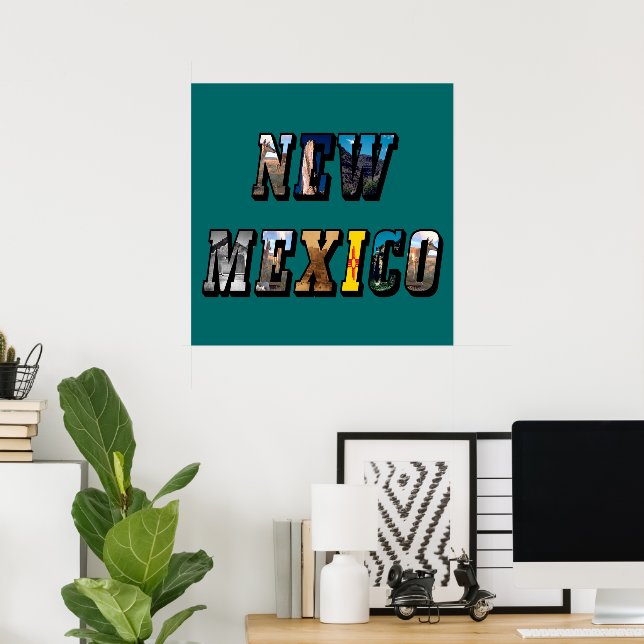 Affiche Nouveau-Mexique, États-Unis Texte (Bureau à domicile)