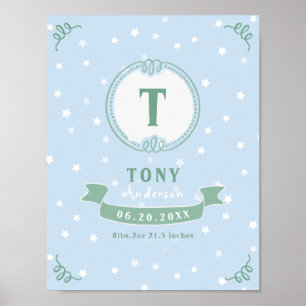 Affiche Nouveau-né garçon gardiens de bébé personnalisé mo