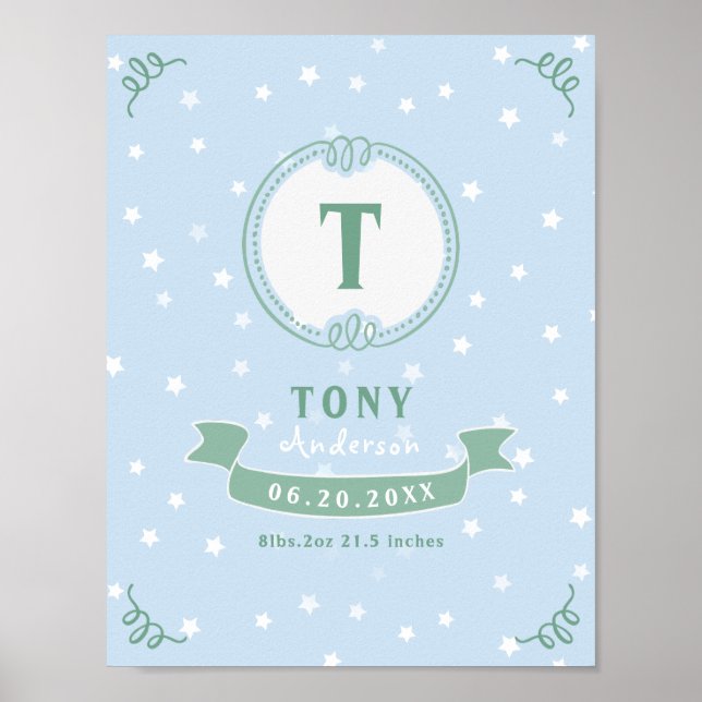 Affiche Nouveau-né garçon gardiens de bébé personnalisé mo (Devant)