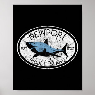 Affiche Nouveau-Port Rhode Island Pêche Requin Poisson Pla