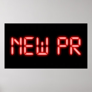Affiche Nouveau PR Jalonnement Neon Rouge Effet Numérique