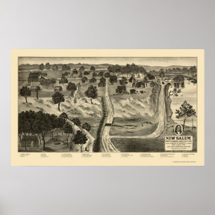 Affiche Nouveau Salem, IL Carte panoramique - 1837
