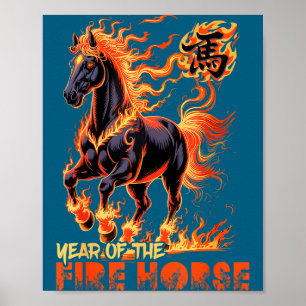Affiche Nouveau symbole du zodiaque chinois du cheval de f