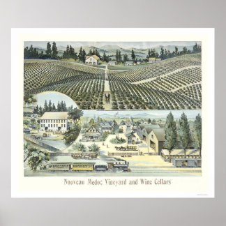 Affiche Nouveau vignoble et caves à vin du Médoc