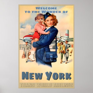 Affiche Nouveau York TWA Airlines Audrey Hepburn Nouveau R