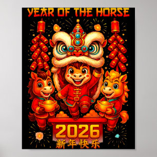 Affiche Nouveaux costumes chinois Cheval
