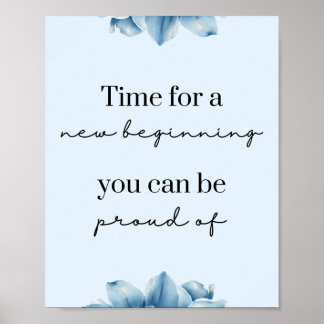 Affiche Nouveaux débuts Blue Floral Motivational
