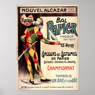 Affiche Nouvel Alcazar 1908 Clown Joker Publicité Vintage 