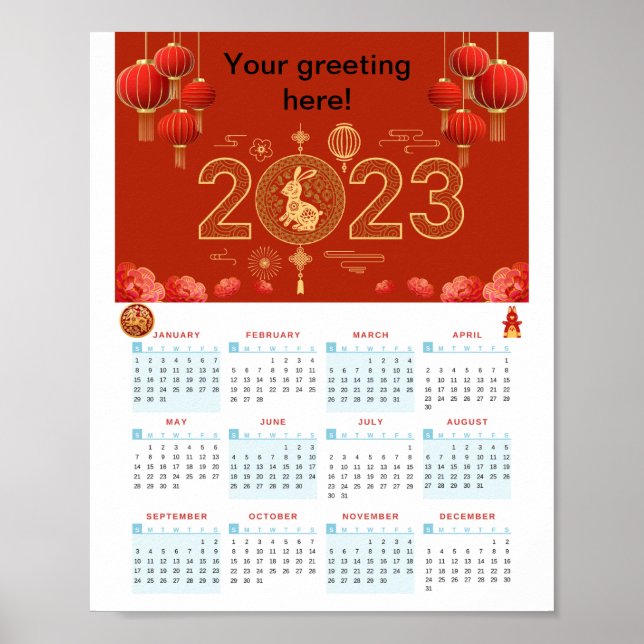 Affiche Nouvel An chinois 2023 Calendrier des lapins (Devant)