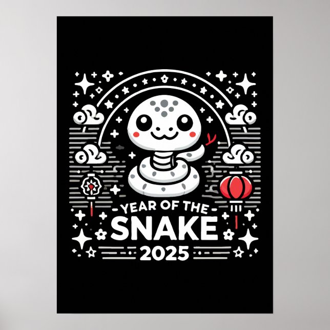 Affiche Nouvel An chinois 2025 Année du serpent Année luna (Devant)